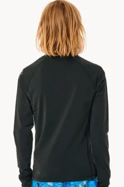 Rashies^Rip Curl Boys Icons Brushed Long Sleeve Suntop Black