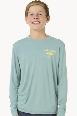 Rashies^Rip Curl Boys Icons Surflite Long Sleeve Suntop Lagoon Blue