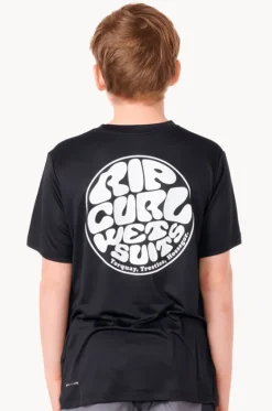 Rashies^Rip Curl Boys Icons Surflite Short Sleeve Suntop Black/White