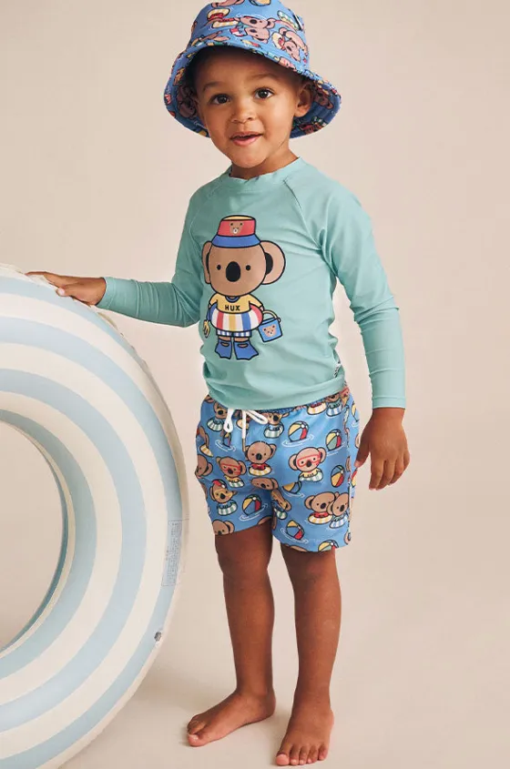 Rashies & Sunsuits^Huxbaby Boys Kel Koala Suntop Green