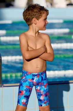 Jammers^Funky Trunks Boys Messy Messy Messy Jammer Blue/red