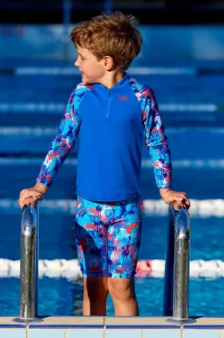 Rashies & Sunsuits^Funky Trunks Boys Messy Messy Messy Zippy Suntop Blue/red
