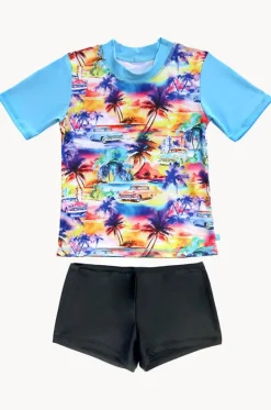 Rashies & Sunsuits|Rashies & Sunsuits^Salty Ink Boys Miami Beach Suntop Set Black/multi