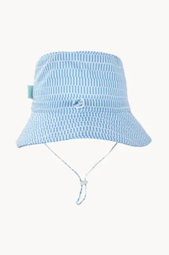 Hats^Acorn Boys Mykonos Wide Brim Bucket Hat Blue/white