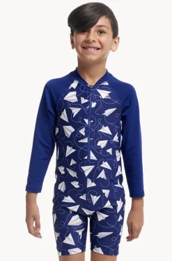 Rashies & Sunsuits^Funky Trunks Boys Paper Plain Sunsuit Navy