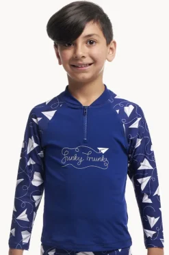 Rashies & Sunsuits^Funky Trunks Boys Paper Plain Suntop Navy
