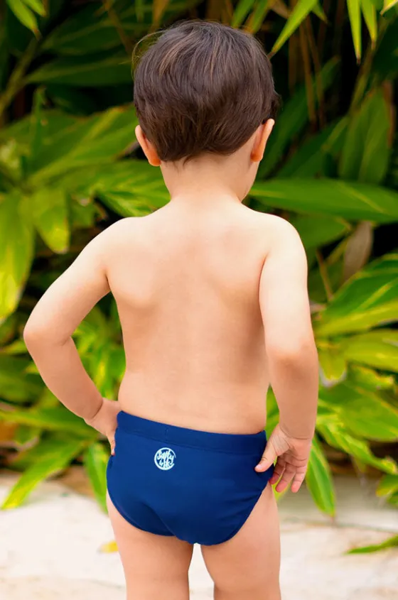Swim Nappies^Salty Ink Boys Plain Swim Nappy Navy