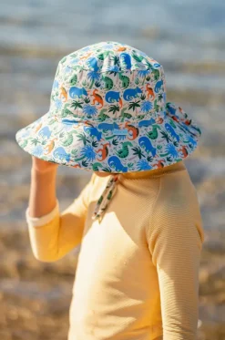 Hats^Acorn Boys Prehistoric Swim Bucket Hat Cream