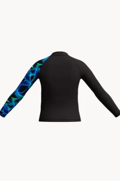 Rashies^Speedo Boys Print Long Sleeve Suntop Black/green