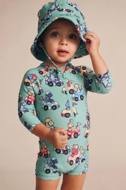 Hats^Huxbaby Boys Racer Dino Swim Hat Green