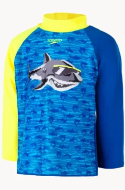 Rashies & Sunsuits^Speedo Boys Reef Shark Suntop Blue/yellow