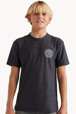Rashies^Billabong Boys Rotor Shoreline Short Sleeve Suntop BLACK