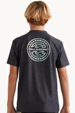 Rashies^Billabong Boys Rotor Shoreline Short Sleeve Suntop BLACK
