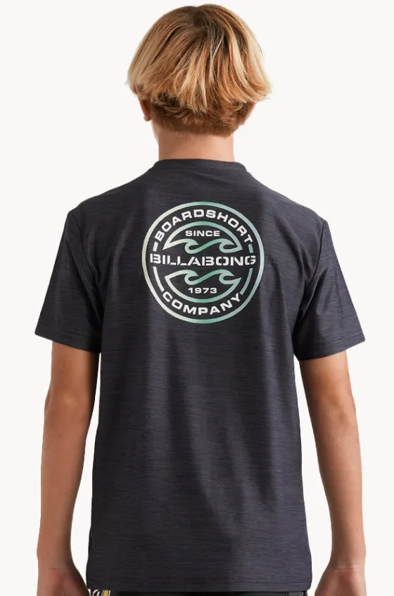 Rashies^Billabong Boys Rotor Shoreline Short Sleeve Suntop BLACK