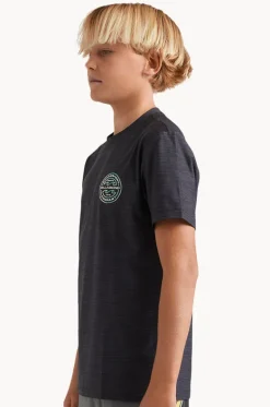 Rashies^Billabong Boys Rotor Shoreline Short Sleeve Suntop BLACK