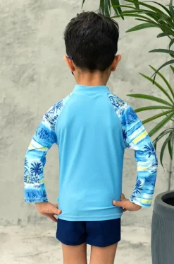 Rashies & Sunsuits^Salty Ink Boys Shipwrecked Long Sleeve Suntop Set Blue/navy