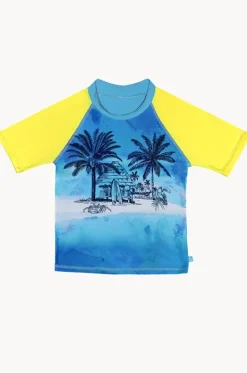 Rashies & Sunsuits^Salty Ink Boys Shipwrecked Short Sleeve Suntop Blue/yellow