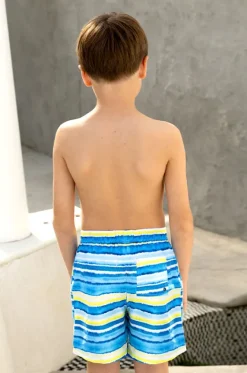 Boardshorts^Salty Ink Boys Shipwrecked Stripe Boardshort Blue/yellow