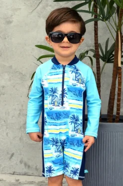 Rashies & Sunsuits|Rashies & Sunsuits^Salty Ink Boys Shipwrecked Sunsuit Ocean