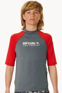 Rashies^Rip Curl Boys Shock Short Sleeve Suntop Red