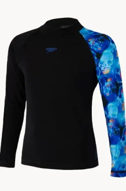 Rashies^Speedo Boys Skull Suntop Black/cobalt