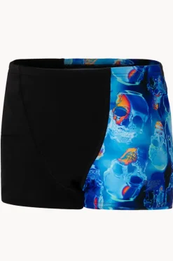 Trunks^Speedo Boys Skull V Cut Aquashort Black/cobalt