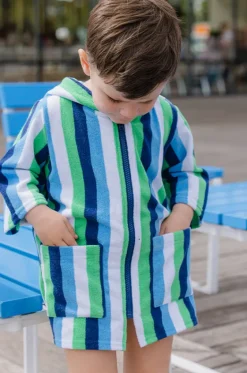 Towel Robes & Ponchos|Towel Robes & Ponchos^Milky Boys Stripe Terry Towel Cover Up Green/Blue