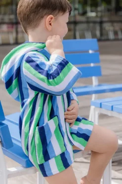 Towel Robes & Ponchos|Towel Robes & Ponchos^Milky Boys Stripe Terry Towel Cover Up Green/Blue