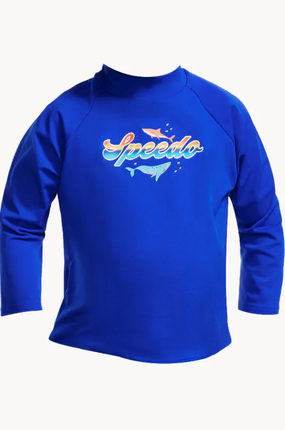 Rashies & Sunsuits^Speedo Boys Toddler Shark Long Sleeve Suntop Cobalt