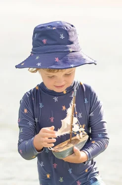 Hats^Toshi Boys Turtle Island Swim Sunhat Navy