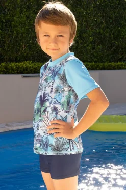 Rashies & Sunsuits^Salty Ink Boys Urban Jungle Short Sleeve Suntop Set Blue/Navy