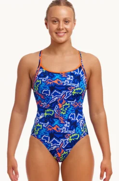 One Pieces^Funkita Broken Hearts Diamond Back One Piece Broken hearts blue