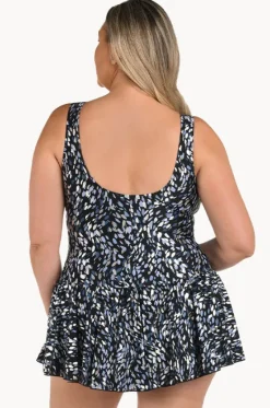 One Pieces^Maxine Brushstroke Shimmer Swim Dress + Black