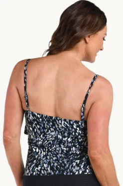 Tankini Tops^Maxine Brushstroke Shimmer Tiered Tankini Separate Black