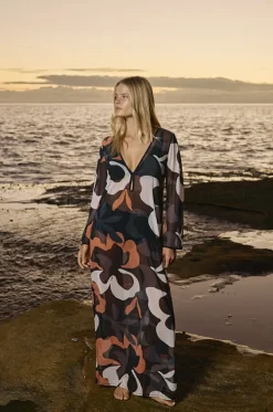 Overswim^Jets Cactus Garden Mesh Cover Up BLACK