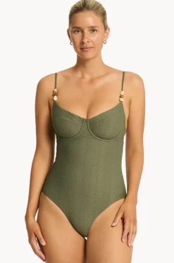 One Pieces^Sea Level Caracus Balconette Bra One Piece Khaki