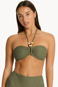 Bikini Tops^Sea Level Caracus Ring Bandeau Khaki