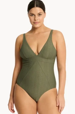 One Pieces^Sea Level Caracus Scoop Back Panel Line One Piece Khaki