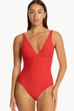 One Pieces^Sea Level Caracus Scoop Back Panel Line One Piece Spice