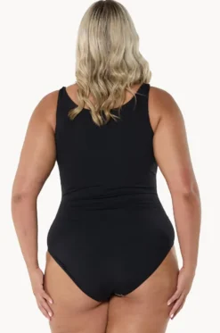 One Pieces^Capriosca Caribbean Zip High Neck One Piece Black/pink