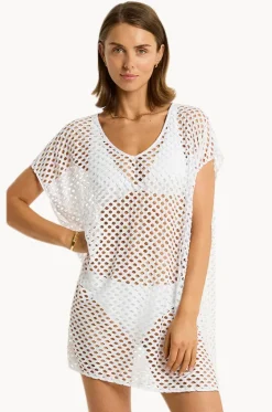 Overswim^Sea Level Castaway Kaftan White