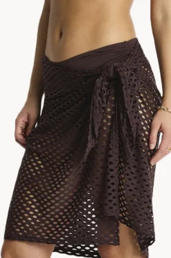 Sarongs^Sea Level Castaway Mid Length Mesh Wrap Cocoa