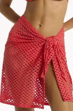 Sarongs^Sea Level Castaway Mid Length Mesh Wrap Flame