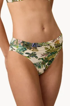 Bottoms^Monte u0026 Lou Catalina Mid Rise Ruched Pant White/green