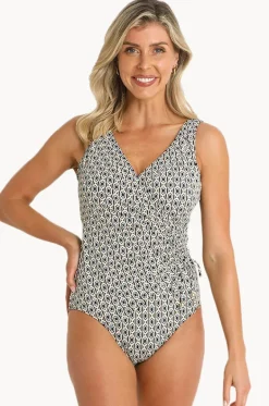 One Pieces^Jantzen Chains DD/E Cup Gathered Surplice One Piece BLACK