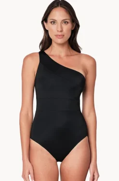 One Pieces^Une Piece Classic One Shoulder One Piece Black