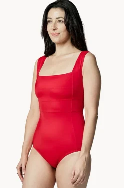 One Pieces^Une Piece Classic Square Neck One Piece Red