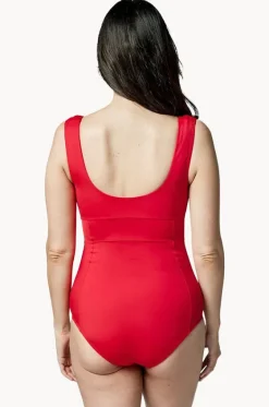 One Pieces^Une Piece Classic Square Neck One Piece Red