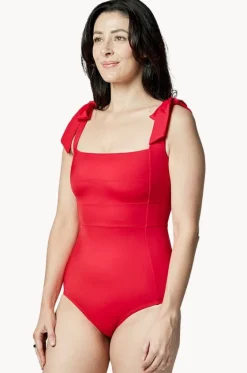 One Pieces^Une Piece Classic Square Neck One Piece Red