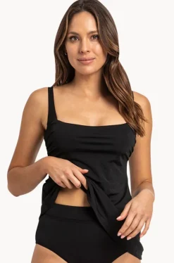 Tankini Tops^Poolproof Classics DD/E Cup Square Neck Tankini Separate BLACK